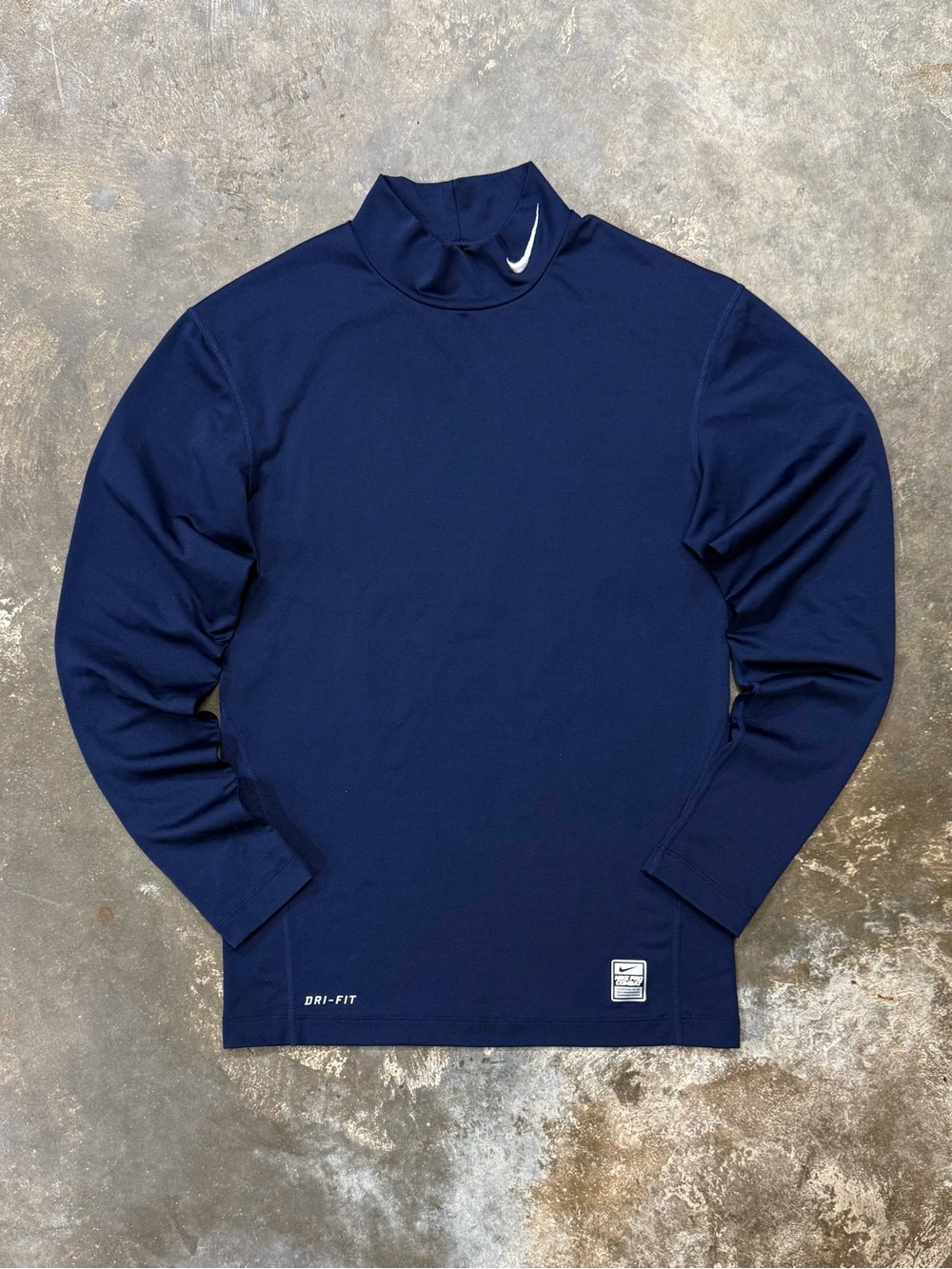 Nike Pro Combat Dri-FIT Compression Mock Neck Shirt Mens M Navy